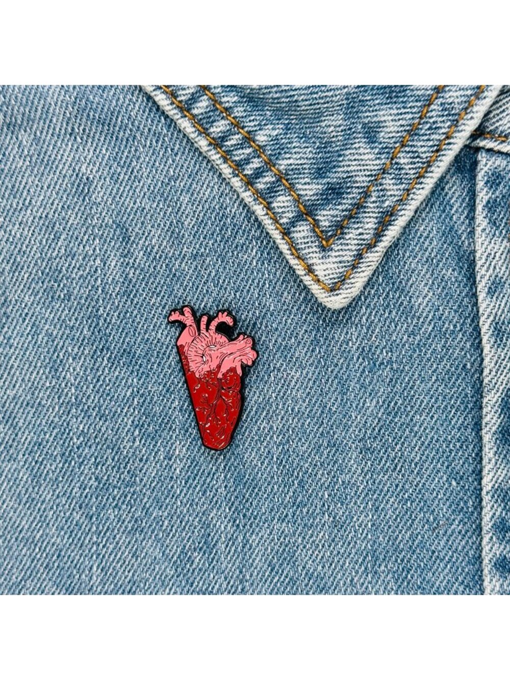 ❤️New Heart Enamel Pin Pink Burgundy Anatomical Jewelry Brooch medical art